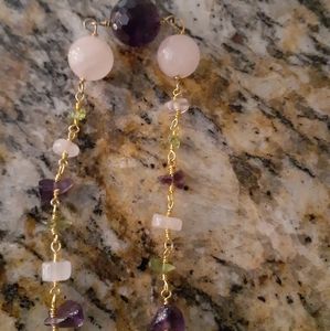 Necklace Amethyst, Rose quartz set